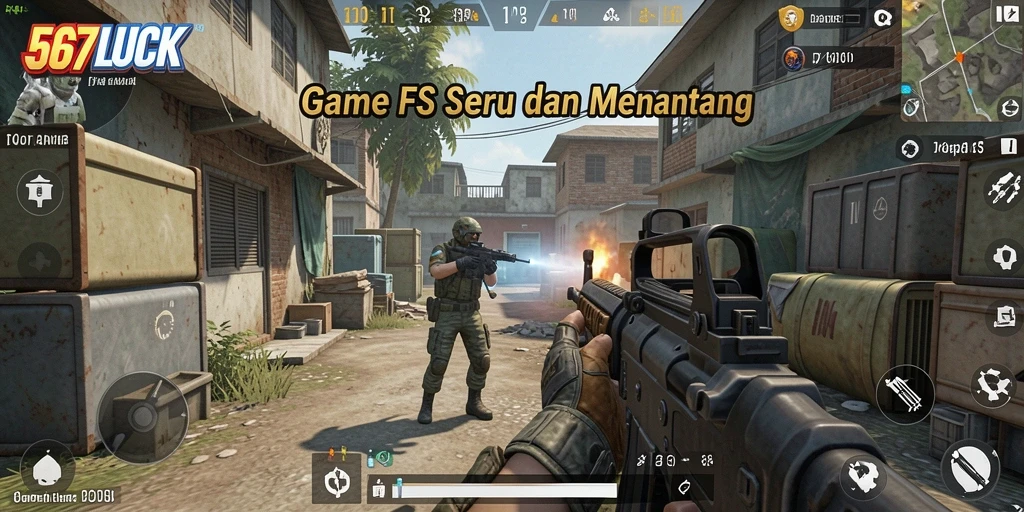 Tampilan dinamis gameplay FPS yang menegangkan di 567LUCK.