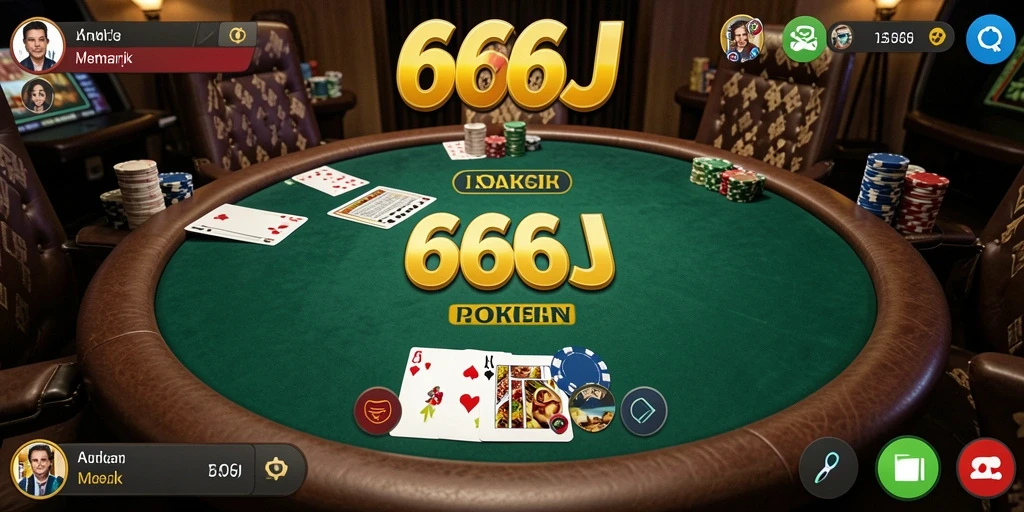 Tangkapan layar 666J menunjukkan gameplay poker yang mendebarkan.
