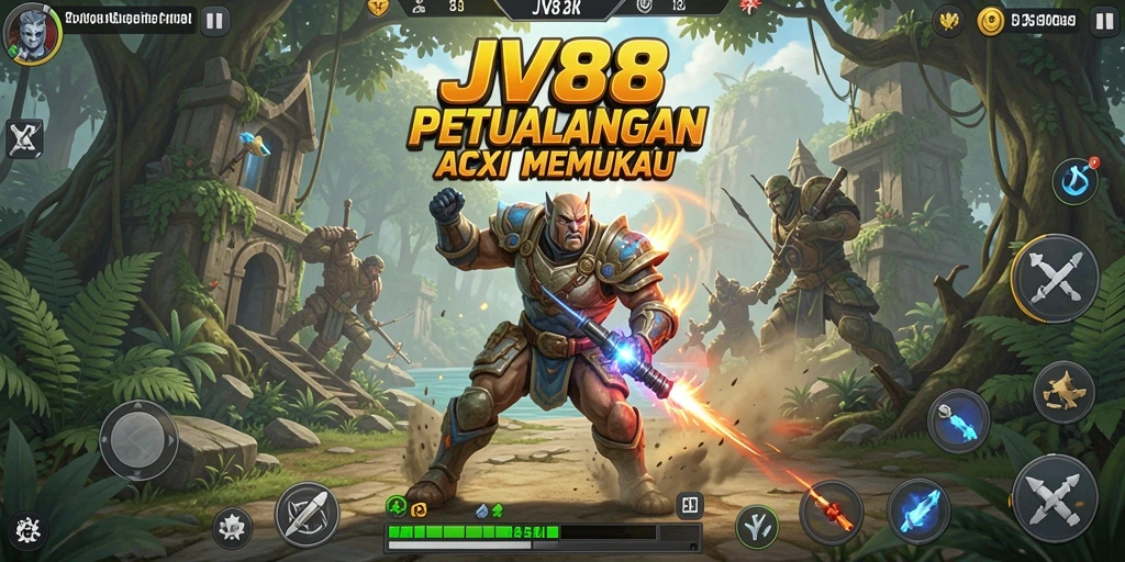 Screenshot utama JV88 menampilkan aksi pertarungan yang mendebarkan.