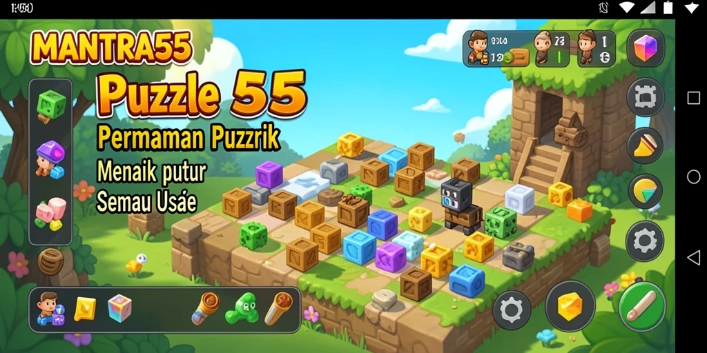 Screenshot dari gameplay <strong>MANTRA55</strong> yang menampilkan tantangan Puzzle yang seru.