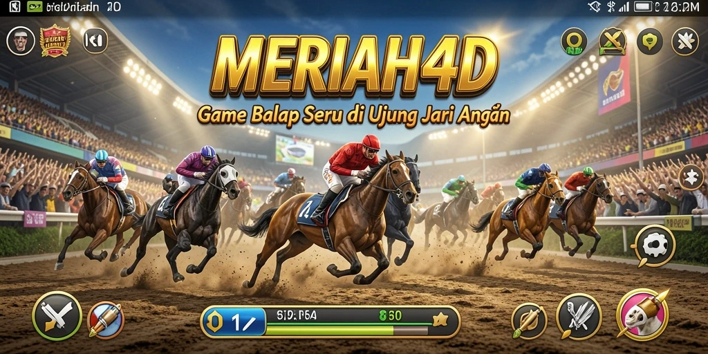 Screenshot gameplay MERIAH4D menampilkan balapan mendebarkan di lintasan.