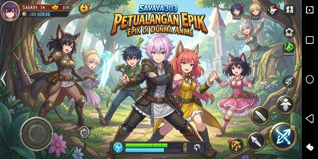 Screenshot fitur permainan SAVAYA303 dengan karakter anime yang dinamis.