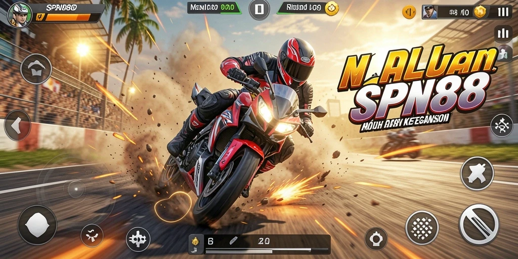 Gameplay SPN88 yang menegangkan dan seru saat balapan motor.